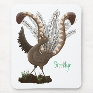 Niedliche tolle lyrebird Cartoon Illustration Mousepad