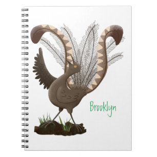 Niedliche tolle lyrebird Cartoon Illustration Notizblock
