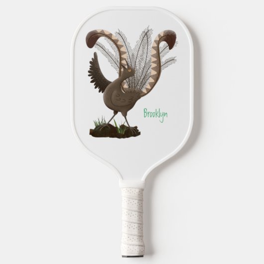 Niedliche tolle lyrebird Cartoon Illustration Pickleball Schläger (Vorderseite)