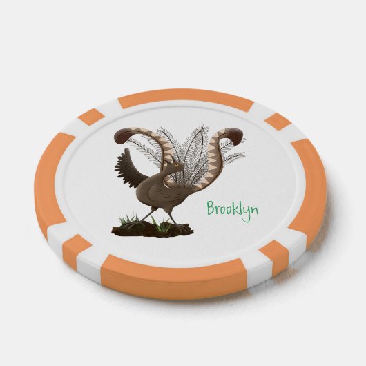 Niedliche tolle lyrebird Cartoon Illustration Pokerchips (Einzeln)