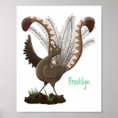 Niedliche tolle lyrebird Cartoon Illustration Poster (Vorne)