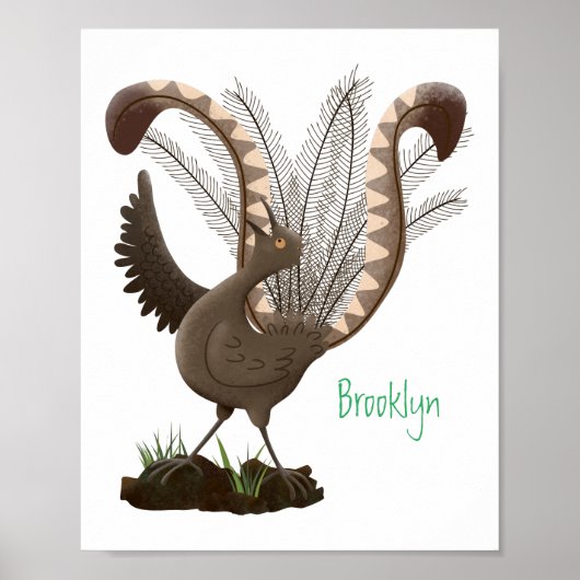 Niedliche tolle lyrebird Cartoon Illustration Poster (Vorne)