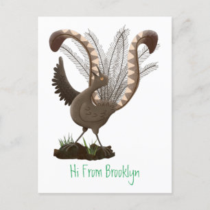 Niedliche tolle lyrebird Cartoon Illustration Postkarte