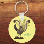 Niedliche tolle lyrebird Cartoon Illustration Schlüsselanhänger (Vorderseite)