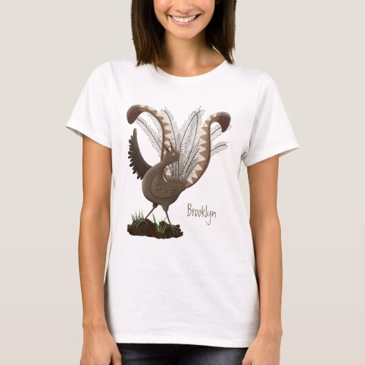 Niedliche tolle lyrebird Cartoon Illustration T-Shirt (Vorderseite)