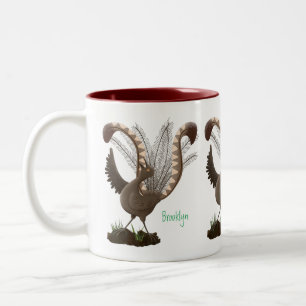 Niedliche tolle lyrebird Cartoon Illustration Zweifarbige Tasse