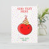 Niedliche Tomate zum Geburtstag Einladung (Stehend Vorderseite)