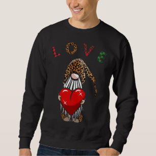 Niedliche Tomte Valentine Gnome Leopard Karierte T Sweatshirt