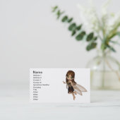 Niedliche Toon-Fee im Brown- und GoldBlumen-Kleid Visitenkarte (Stehend Vorderseite)