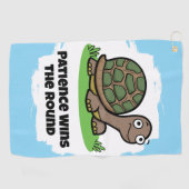 Niedliche Tortoise Patientin gewinnt Runde Golfhandtuch (Horizontal)