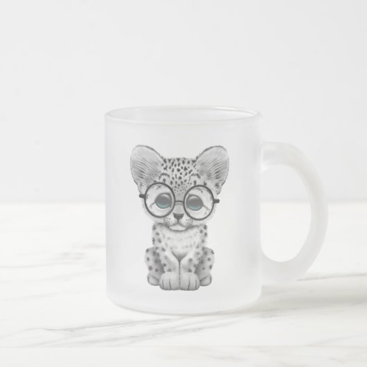 Niedliche tragende Gläser Schnee-Leopard-CUBs Mattglastasse (Rechts)