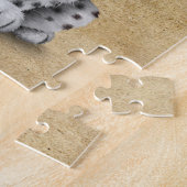 Niedliche tragende Kopfhörer Schneeleopard CUBs DJ Puzzle (Seite)