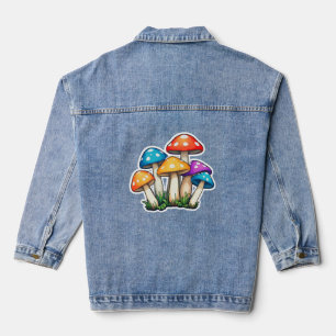 Niedliche, transparente Darstellung des Pilzes Jeansjacke