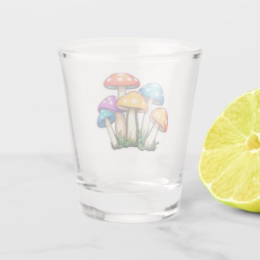 Niedliche, transparente Darstellung des Pilzes Schnapsglas (Rückseite)