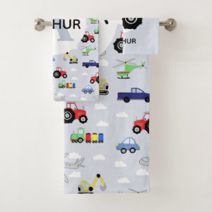 Niedliche Transportmuster Kids Badhandtuch Set