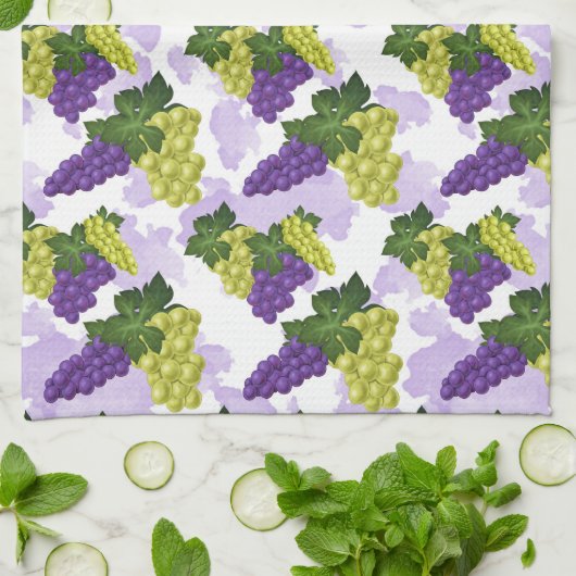 Niedliche Trauben Fruchtmuster Küche Geschirrtuch (Gefaltet)