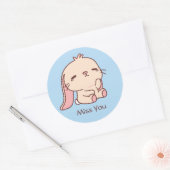 Niedliche traurige Bunny Miss Sie Runder Aufkleber (Umschlag)