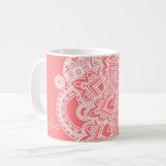 Niedliche trendige Blume handgezeichnetes Design Kaffeetasse (Vorderseite Links)