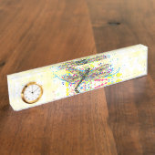 Niedliche trendige gürtelfarbene Spritzer Dragonfl Namensplakette (Seite)