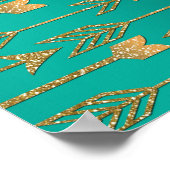 Niedliche trendige Imitate Gold Glitzer Stammespfe Poster (Ecke)