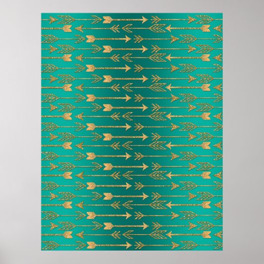 Niedliche trendige Imitate Gold Glitzer Stammespfe Poster (Vorne)