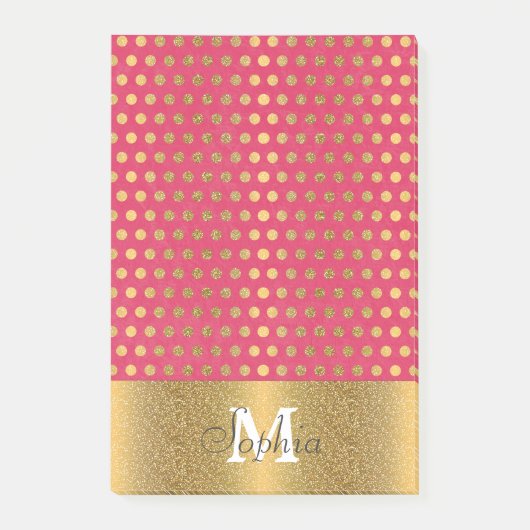 Niedliche trendige Polka dots Imitate Gold Glitzer Post-it Klebezettel (Vorderseite)