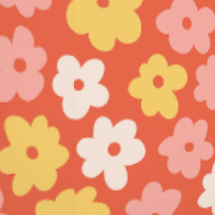 Niedliche trendige Retro-Orange und gelbe Blume Pr Tapete