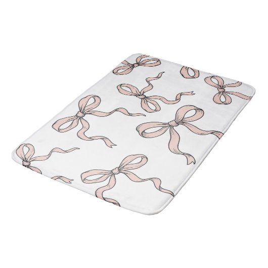 Niedliche, trendige rosafarbene Bogen in schwarz Badematte (Schrägansicht)