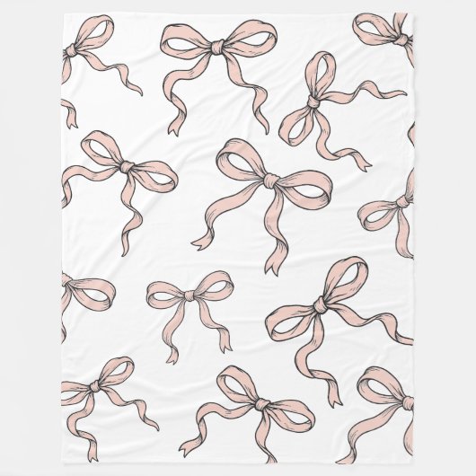 Niedliche, trendige rosafarbene Bogen in schwarz Fleecedecke (Vorderseite)