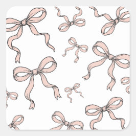 Niedliche, trendige rosafarbene Bogen in schwarz Quadratischer Aufkleber