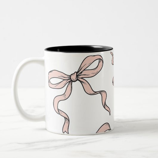 Niedliche, trendige rosafarbene Bogen in schwarz Zweifarbige Tasse (Links)