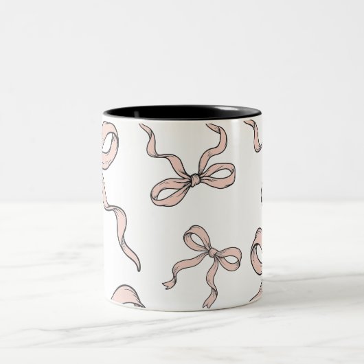 Niedliche, trendige rosafarbene Bogen in schwarz Zweifarbige Tasse (Mittel)