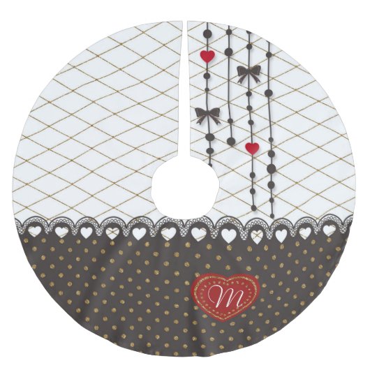 Niedliche trendige Spitzen-Imitate Gold Glitzer St Polyester Weihnachtsbaumdecke (Vorderseite)