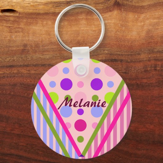 Niedliche Trendmuster Schlüsselanhänger mit Name (Vorderseite)