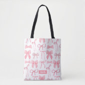 Niedliche Trendrosa Bow Ästhetische Print Coquette Tasche (Vorderseite)