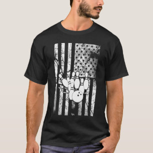 Niedliche trendy American Flag Head Buttone Bowlin T-Shirt