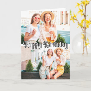 Niedliche trendy Custom 2-Foto Template Geburtstag Karte