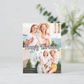 Niedliche trendy Custom 2-Foto Template Geburtstag Postkarte (Stehend Vorderseite)