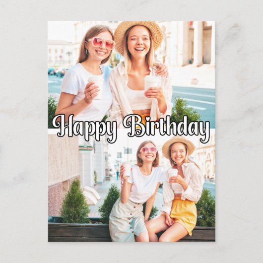 Niedliche trendy Custom 2-Foto Template Geburtstag Postkarte (Vorderseite)