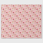 Niedliche Trendy Gnomes Winter Pink Rote Rose Gold Geschenkpapier (Flach)