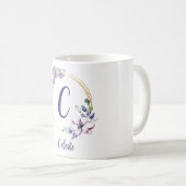 Niedliche Trendy Monogram Floral Tasse (VorderseiteRechts)