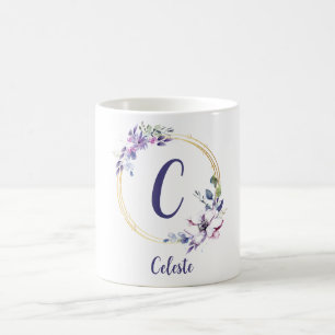 Niedliche Trendy Monogram Floral Tasse