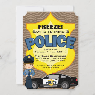 Niedliche Trendy Police Car Geburtstagseinladung Einladung