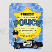 Niedliche Trendy Police Car Geburtstagseinladung Einladung (Vorne/Hinten)