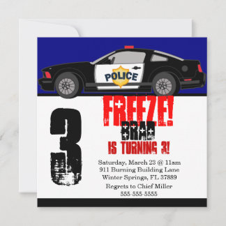 Niedliche Trendy Police Car Geburtstagsparty Einla Einladung