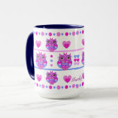 Niedliche trendy Tasse mit Eulen und Namen (Vorderseite Links)