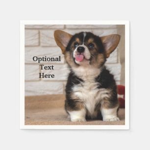 Niedliche Tri color Pembroke Welsh Corgi Welppy Do Serviette