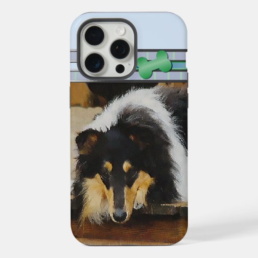 Niedliche Tri Color Rough Collie Dog Art iPhone Hülle (Rückseite)