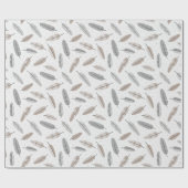 Niedliche Tribal Federn in neutralen Farben auf we Geschenkpapier (Flach)