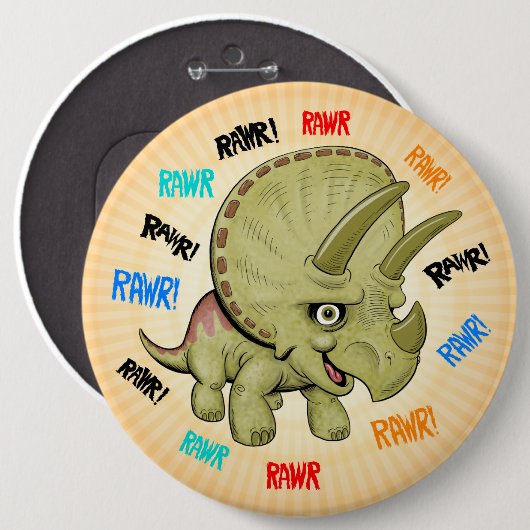 Niedliche Triceratops Button (Vorne & Hinten)